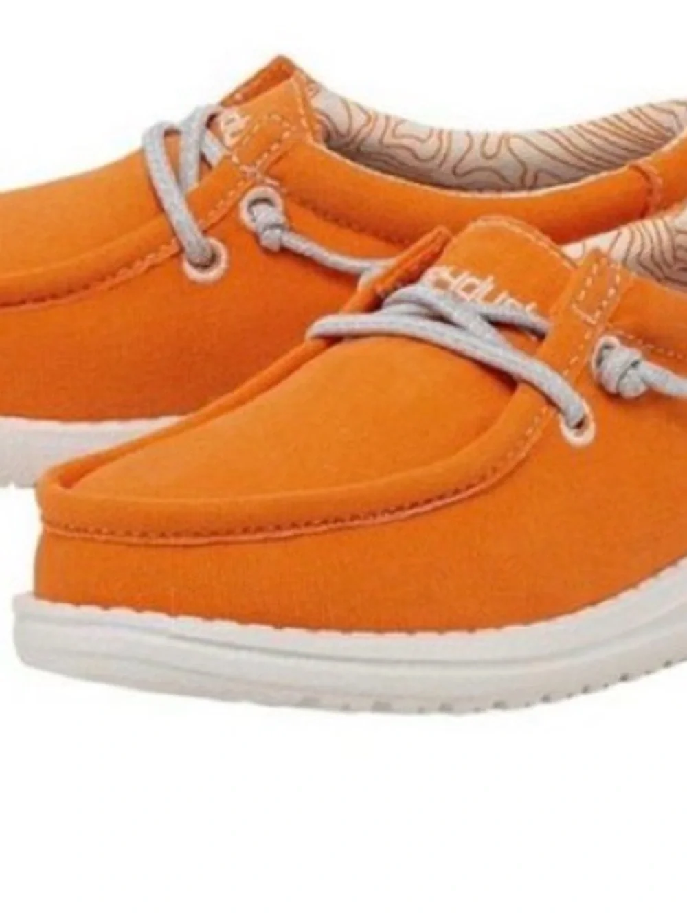 NEW Hey Dude Fiesta Orange Youth Size 5 Women Size 7 Canvas Casual Slip-Ons WTAG